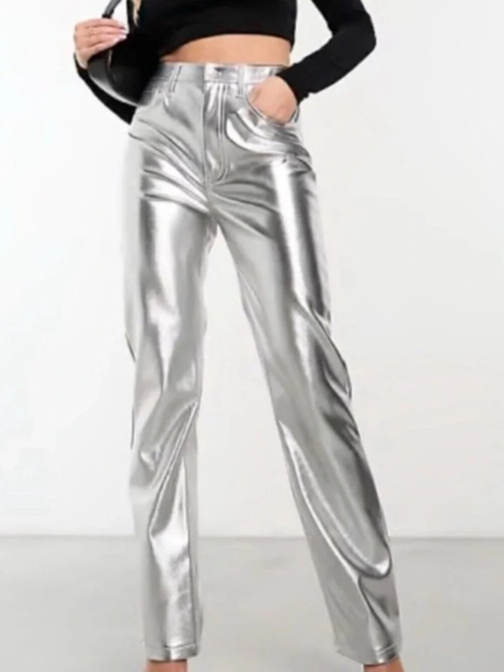 NWT Abercrombie & Fitch The '90s Straight Ultra High Rise Silver Jeans 4 / 27